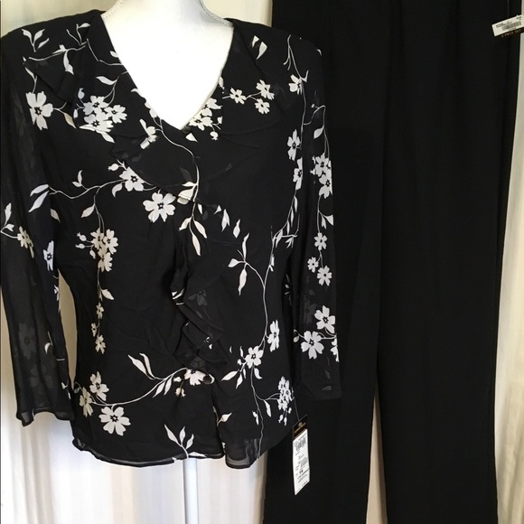 Donna Rico 2 Pc Pantsuit NEW Sz 14 Black/White - Picture 8 of 8